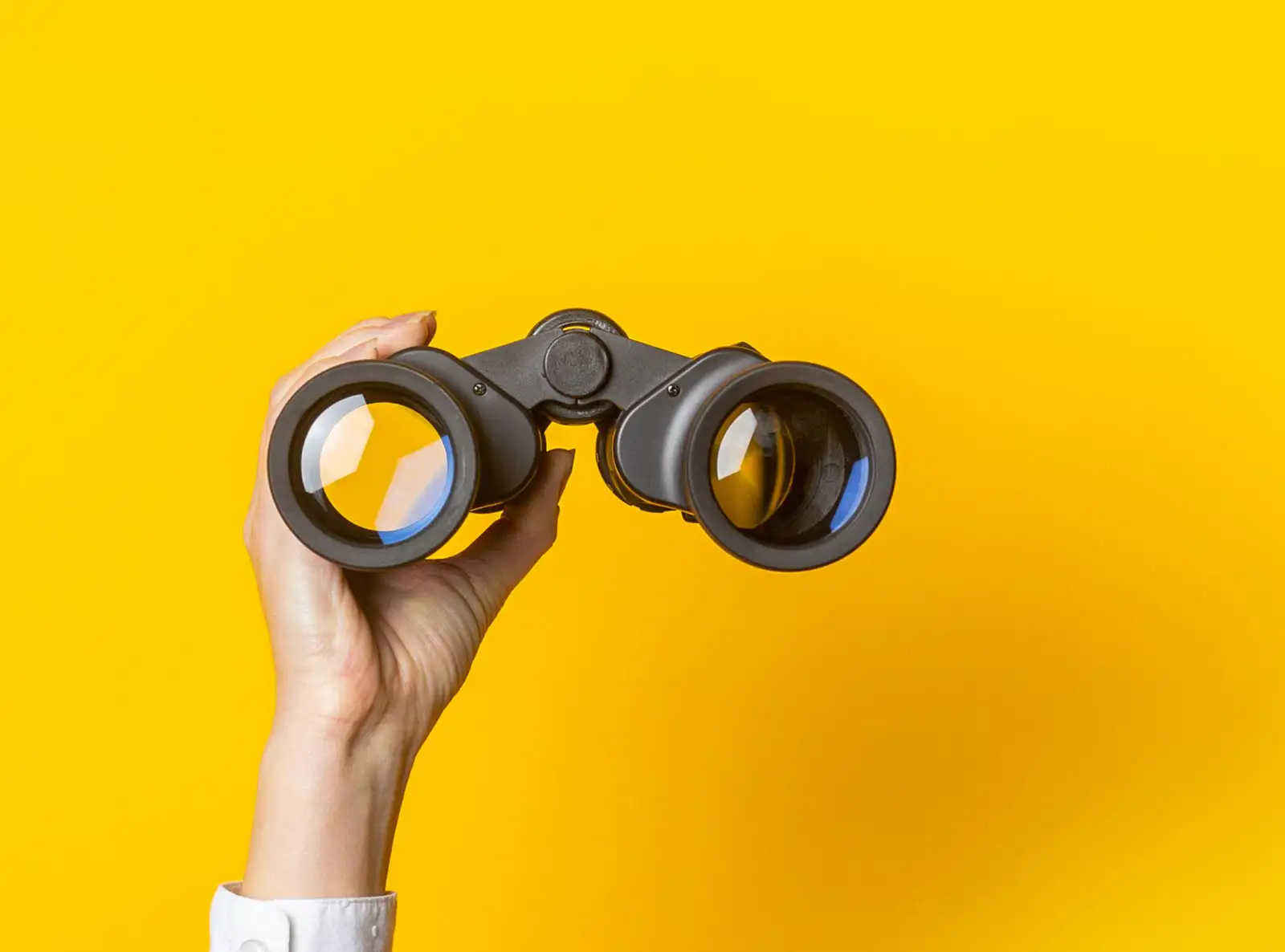 person holding up binoculars