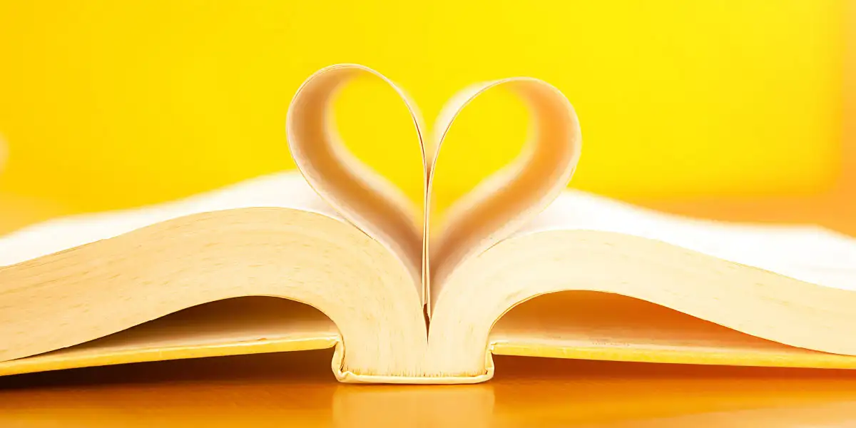 book with pages forming a heart