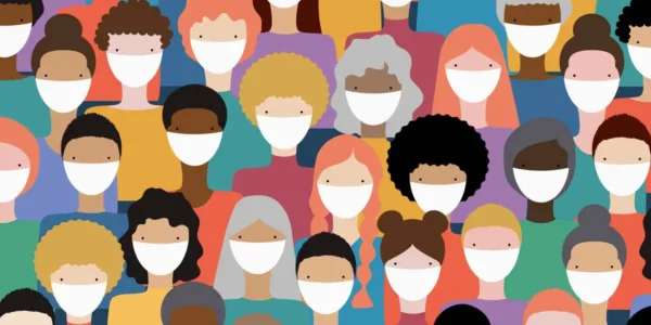 illustration of people wearing masks