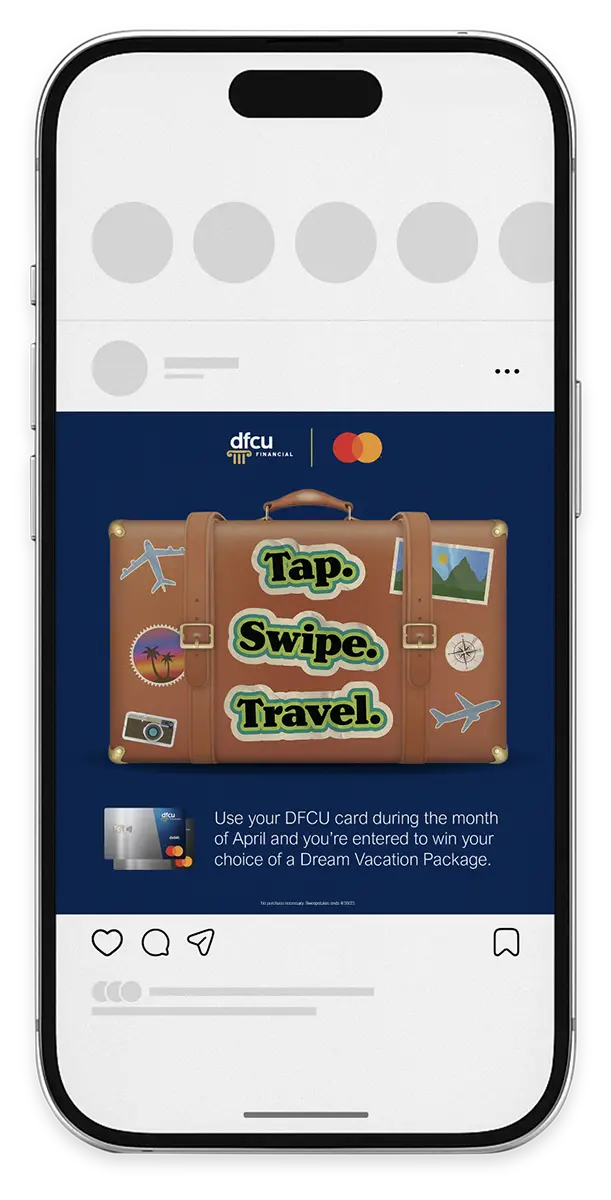 DFCU Financial Tap. Swipe. Travel. mobile ad