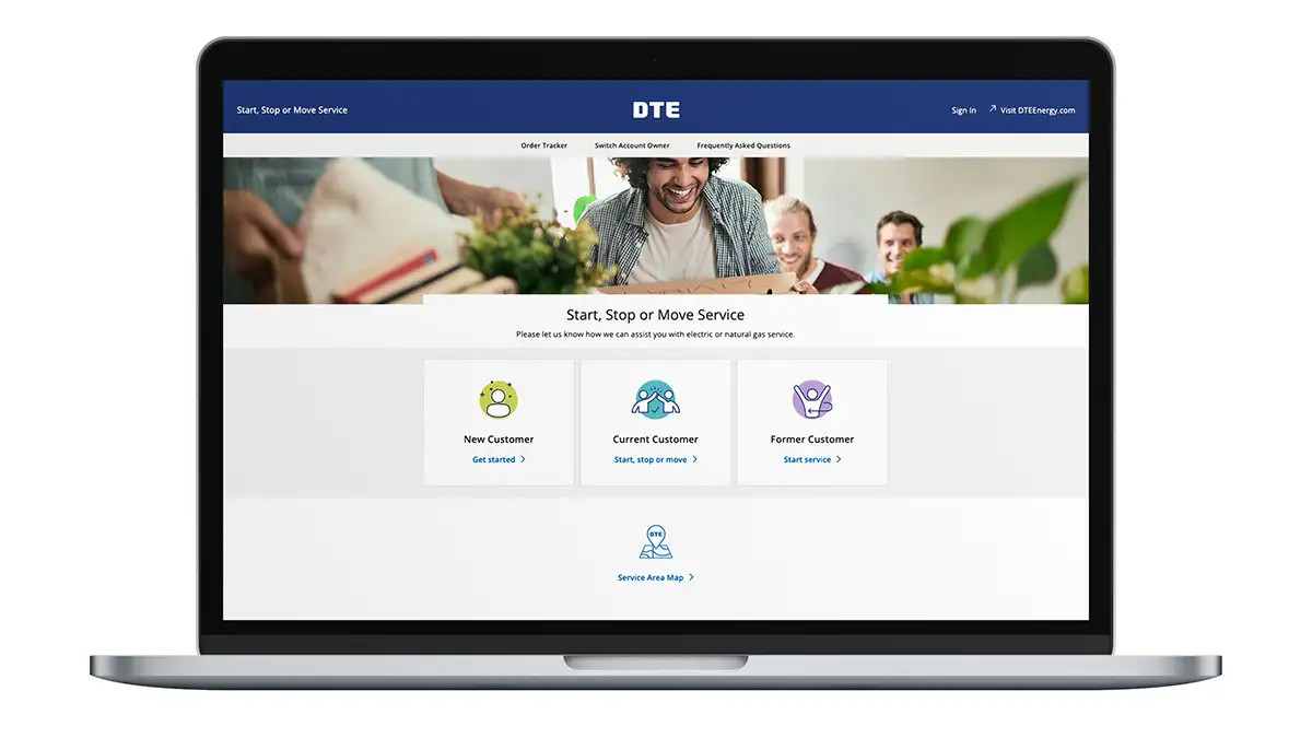 DTE Energy website on laptop
