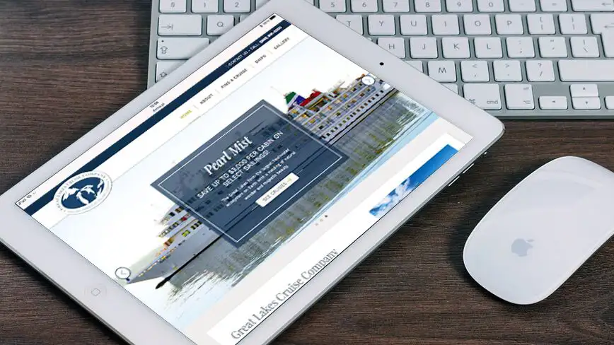 Great Lakes Cruise Company Website on iPad