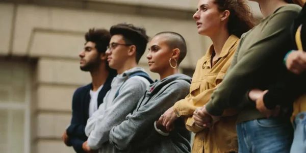 Young people standing in solidarity