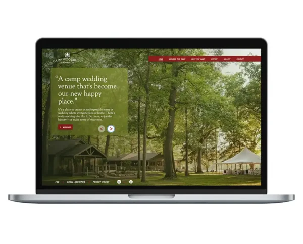 Camp Woodbury website on a laptop