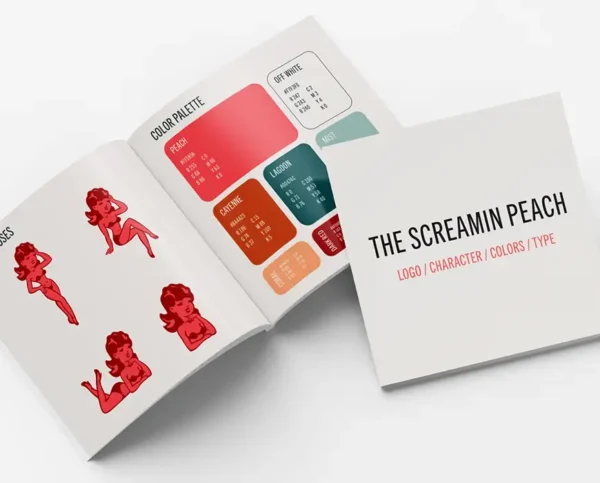 The Screamin Peach brand guidelines booklet