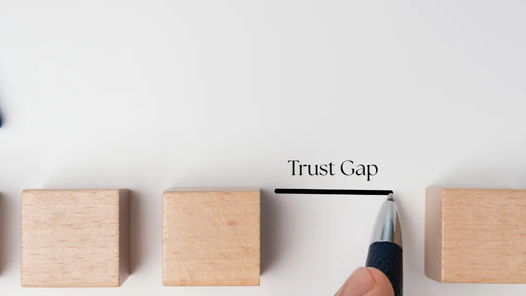 illustration depicting a gap in trust between entities